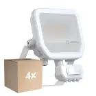 Voordeelpak 4x Ledvance LED Floodlight Aluminium Wit 17W 2200lm 100D - 830 Warm Wit | IP65 - Bewegings- En Lichtsensor - Symmetrisch