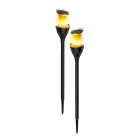 Duopak 2x Interlight Prikspot Solar Tuin Torch Zwart 1W 40lm - 816 Zeer Warm Wit | incl. Accu